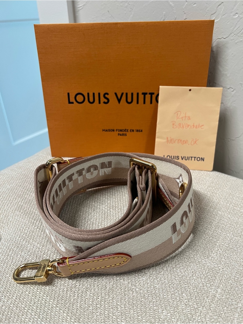 Louis Vuitton Pink Beiges Guitar Shoulder Strap-New never used
